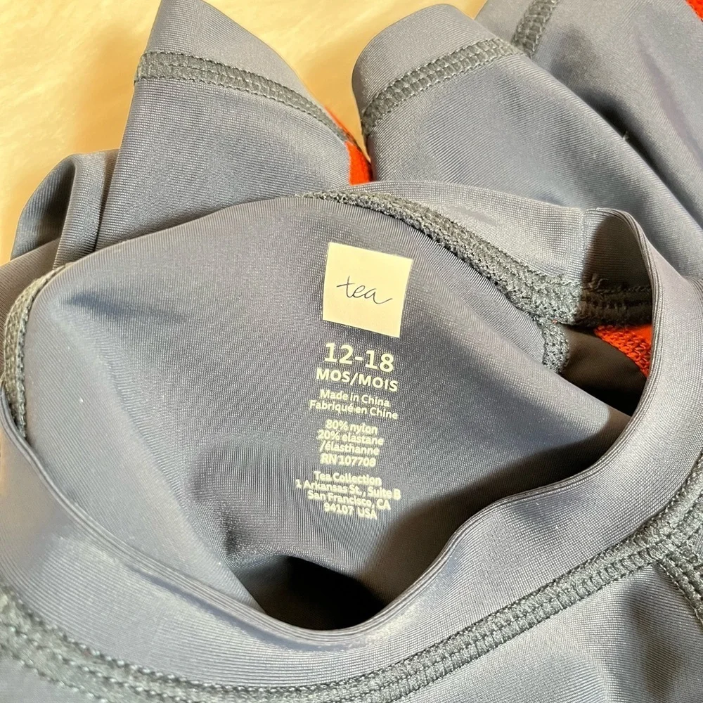Tea Collection Navy Orange Long Sleeve Baby Rash Guard